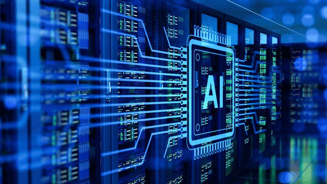 Infraestructura de servidores con un procesador de inteligencia artificial conectado a un centro de datos